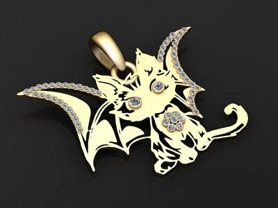 Baby Dragon Cat Pendant 3d printable model