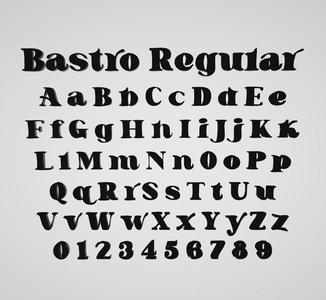 Bastro Regular font alphabet letters numbers