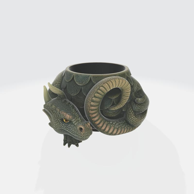 Mystical Dragon Planter – Coiled Fantasy Reptile Pot