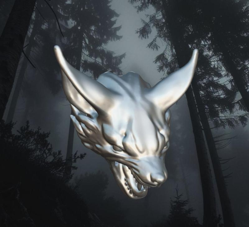 Fantastic howling wolf's head
