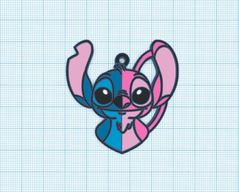 Keychain half Stitch and Angel for cape