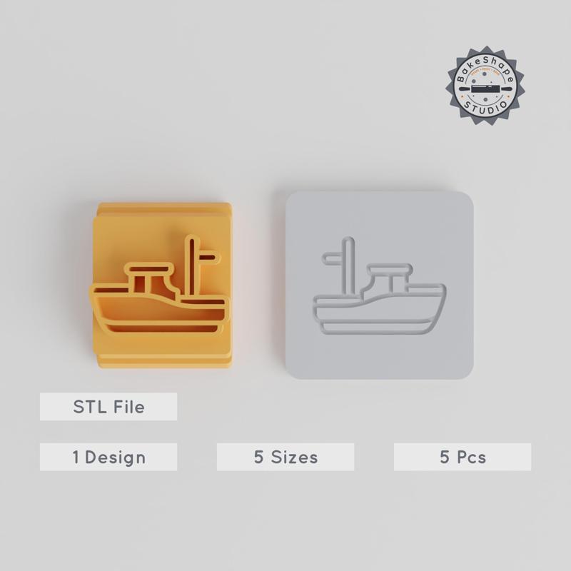 Fisherman Boat Stamp Tile Set, 5 Sizes: 20-40mm, Ideal for Clay & Cookies PRODUCT_3320