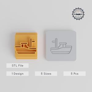Fisherman Boat Stamp Tile Set, 5 Sizes: 20-40mm, Ideal for Clay & Cookies PRODUCT_3320