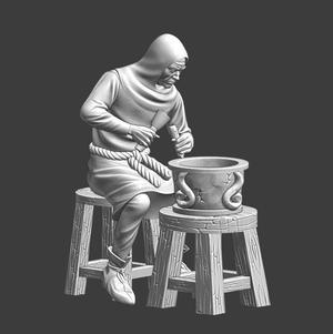 Medieval Master Mason at Work – 3D Printable STL Miniature (28mm/32mm Wargaming & Diorama)