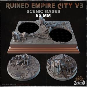 Ruined Empire City V3 - Scenic Bases (65mm Bases)