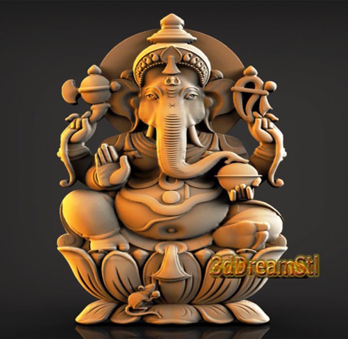 Ganesha STL model, CNC router engraver, artcam, Aspire, cnc files, wood, art, wall decor, CNC