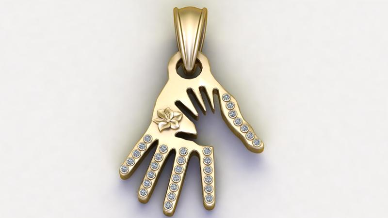 gold hand-shaped pendan