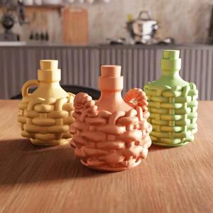 3D Wicker Bottles Decor STL File - 188