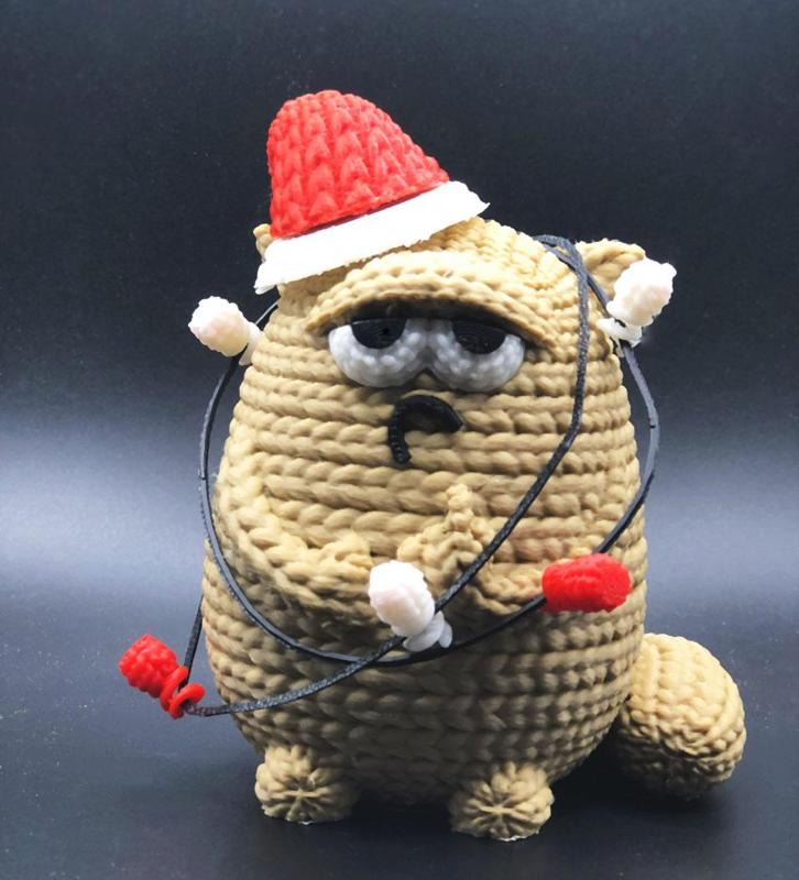 Christmas  kitten - Christmas  Cat-Cat tree Knitted Crochet - Cat Middle Finger - Grumpy Fat Cat