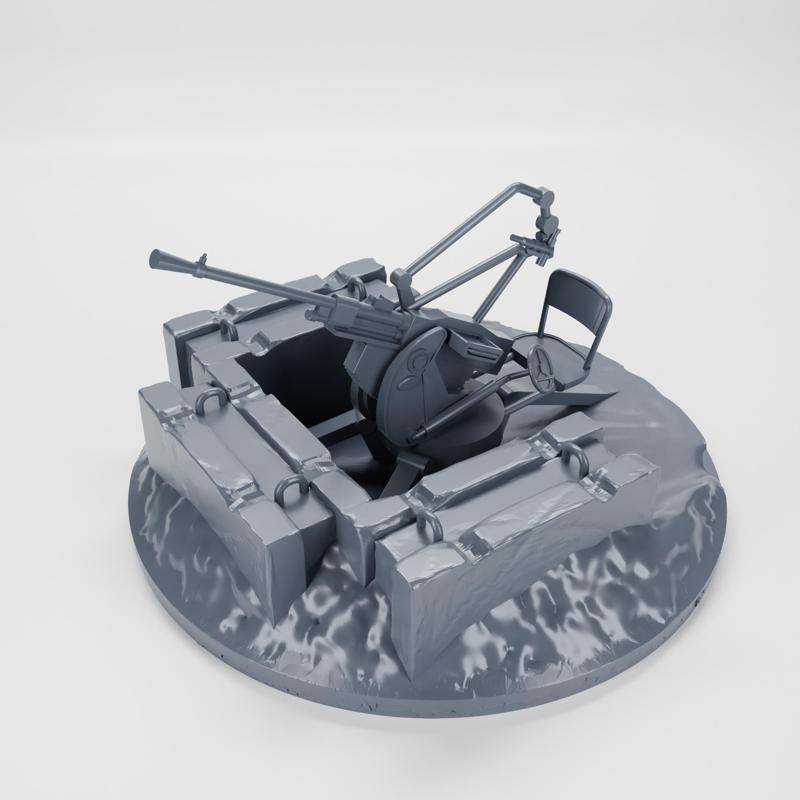 Machine gun - Breda 20-65 Modello 1935 (Italy, WW2) - Objective marker#19 for Bolt Action (diameter 60mm) (scale 1:56)