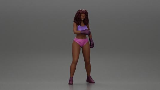 Black girl with curly hair boxing winning and screaming at the losing girl