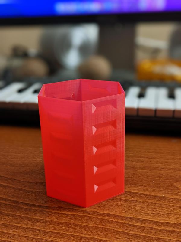 Hexagon Pen Holder with Alternating "Windows"