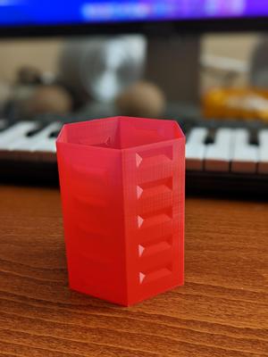 Hexagon Pen Holder with Alternating "Windows"