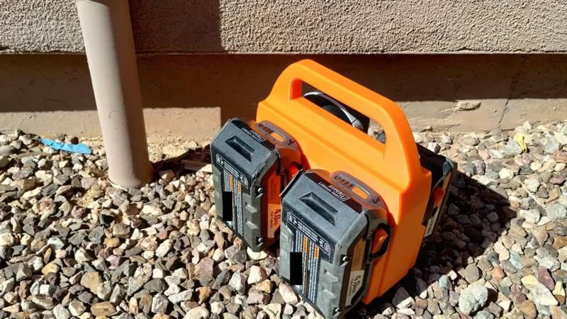 Rugged Ridgid Battery Caddy
