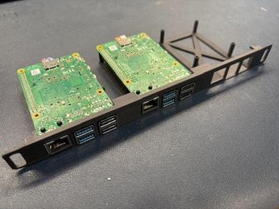 0.5U Triple RPi 4 bracket for 10inch Rack
