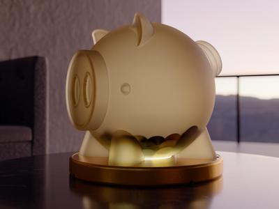 Golden Grove Piggy Bank Lamp – 3D Printed