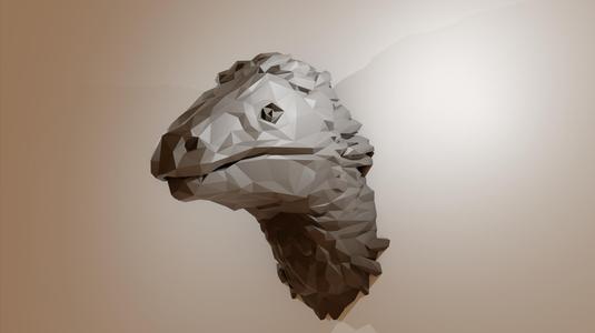 velociraptor dinosaur head wall mount low poly