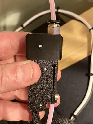 Remix of Prusa Mini Filament Sensor Bowden Connector Adapter by @OTE