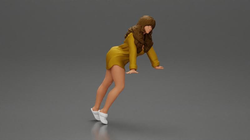 Stylish Woman in long shirt Striking a Dynamic Pose