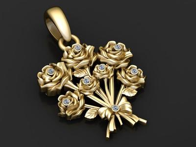 Flower Gold Pendant 3D Printable Model