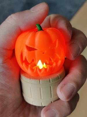 Mini pumpkin stand for LED tea candle