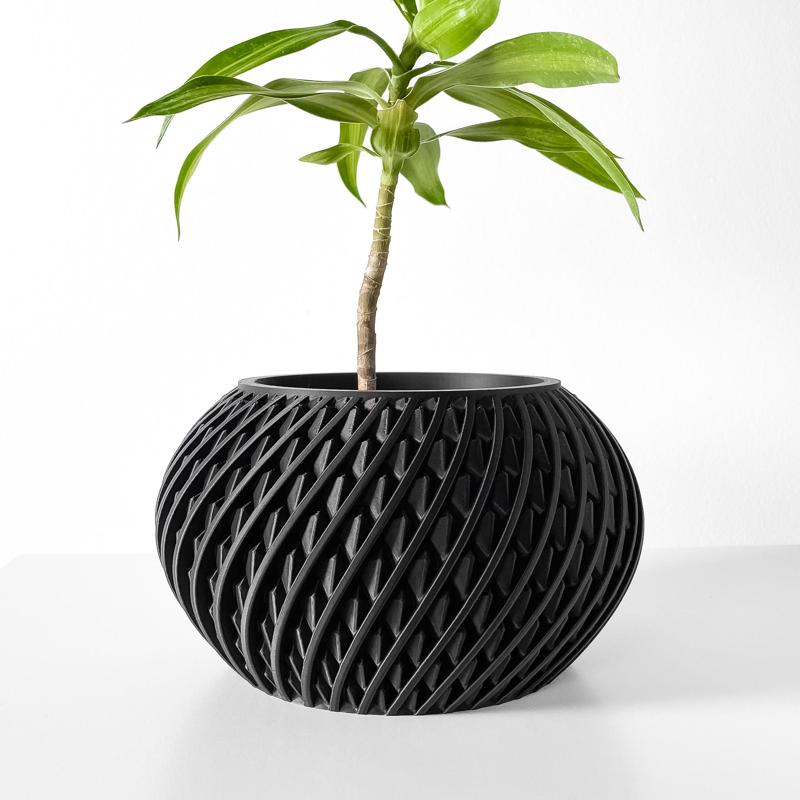 The Kio Planter Pot with Drainage Tray & Stand Included: Modern and Unique Home Decor for Plants and Succulents  | STL File