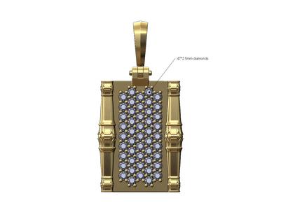 Diamond scroll Lotus bead elongated columns pendant charm 3D print model