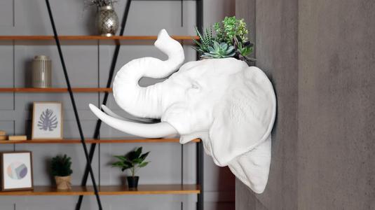 Elephant head wall mount planter STL