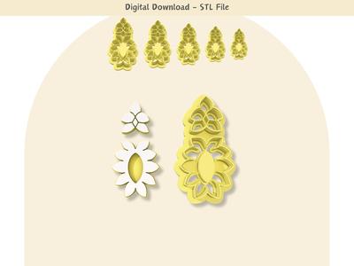 Floral 02 Clay Cutter for Polymer Clay | Digital STL File | Clay Tools | 5 Sizes Clay Cutters, 2 Cutter Versions