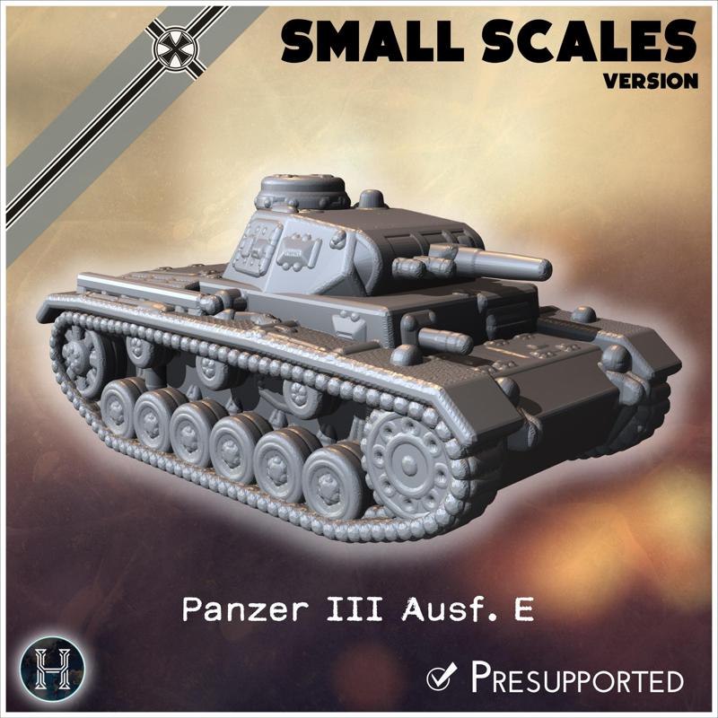 Panzer III Ausf. E (small scales version) - Germany Eastern Western Front Normandy Stalingrad Berlin Bulge WWII 4mm 6mm 10mm 12mm