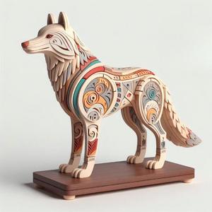 1024 Color 3D Model of a Totem-Style Wolf on a Pedestal, pug, dachshund, poodle, cat, dog, monkey, elephant, beagle, bear, lion, fox, faun, pomeranian, troll, platypus, majestic, totem, fantasy, crocodile