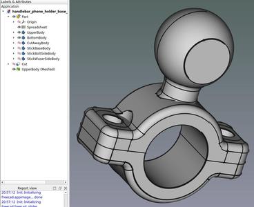 Handlebar RAM like holder base with FreeCAD (RT) file