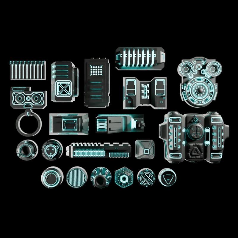 🟢 20x Sci-Fi Greebles, Greeblies for Action Figure Dioramas and Displays #2