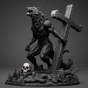 1801 COLORFUL Werewolf Howling - 3D Model, beast, magic, creature, fantasy, wood, base, sword, warrior, wild, cat, monster, dog, godzilla, fair, witch, werewolf, horror, beast, gothic, troll