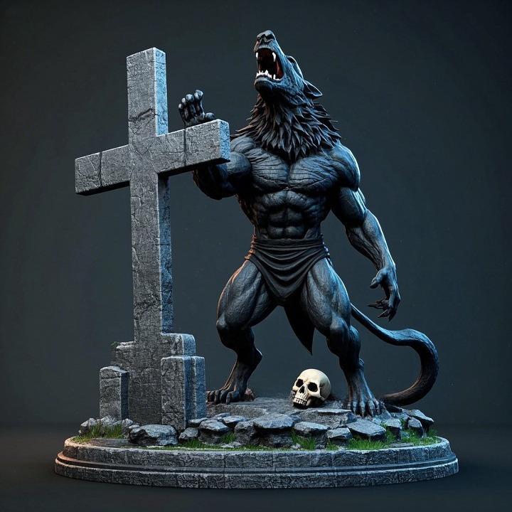 1826 COLORFUL Werewolf Howling - 3D Model, beast, magic, creature, fantasy, wood, base, sword, warrior, wild, cat, monster, dog, godzilla, fair, witch, werewolf, horror, beast, gothic, troll