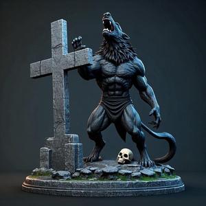 1826 COLORFUL Werewolf Howling - 3D Model, beast, magic, creature, fantasy, wood, base, sword, warrior, wild, cat, monster, dog, godzilla, fair, witch, werewolf, horror, beast, gothic, troll