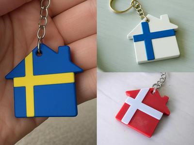 Sweden Denmark Finland Keychain