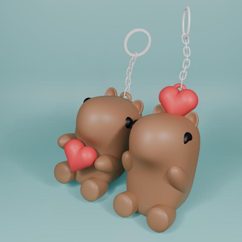 Capybara Love Keyring - Valentine's Day for gift