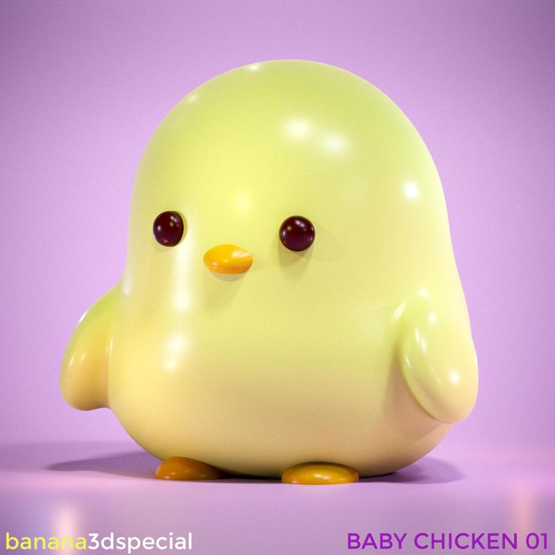 Cute Chibi Baby Chicken - For 3D Printing