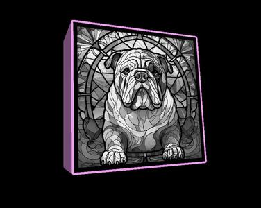Lightbox stained glass English Bulldog lithophane