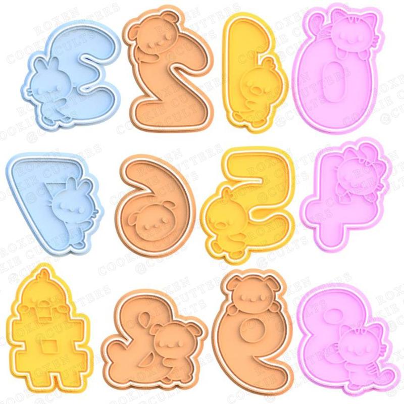 Cute animals numbers cookie cutter set of 12