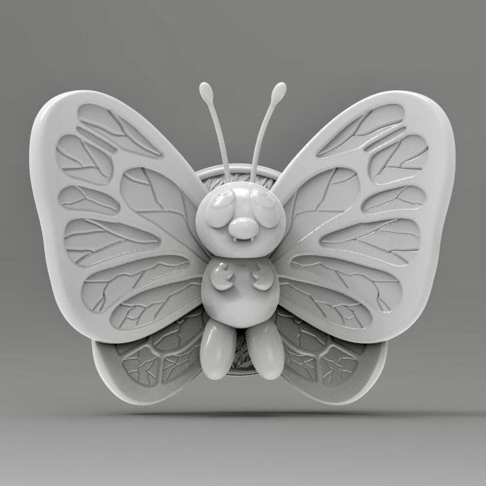 Butterfree 3D Printable Pokemon Fridge Magnet or Wall Decoration