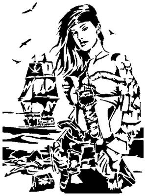 Pirate Girl stencil 2