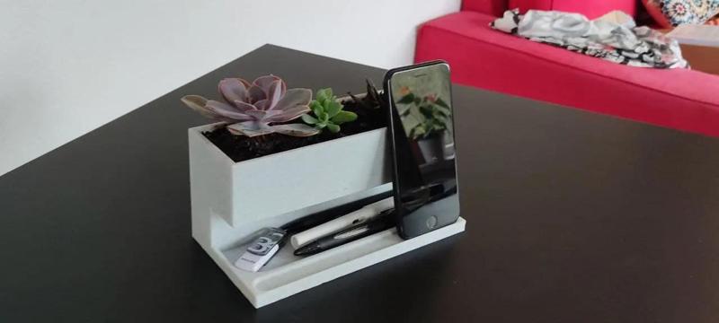 Phone stand, desktop planter