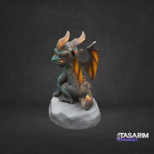 Chibi Ancient Dragon Guardian – 3D Printable STL File | Detailed Fantasy Statue