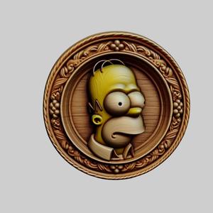 Homer Simpson Cartoon Medallion for CNC Router Laser & 3D Printer