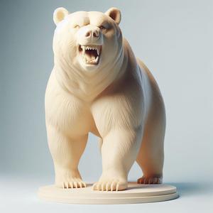 411 Minimalist Upright Snarling Bear Statue