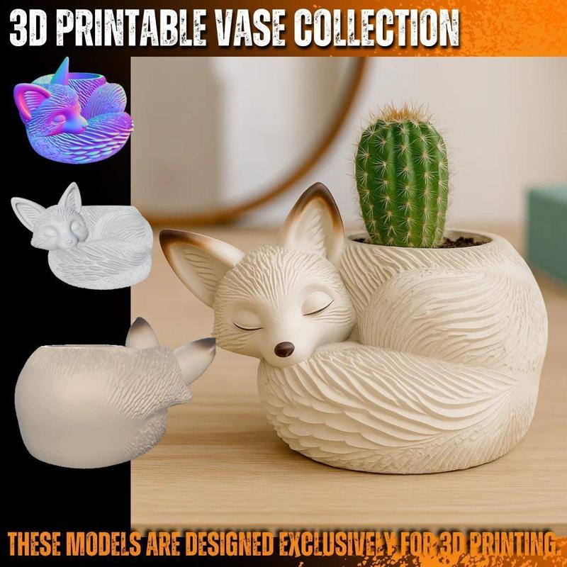 Sleeping Fox Planter – Peaceful 3D Printable Organizer