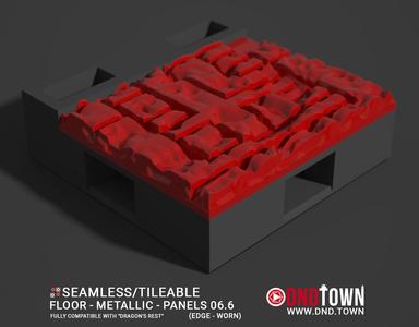 Floor - Metallic - Panels - Wall Edge 06.6 (WORN/DEEP) - 3D Modular Dungeon Tile - DnD Town Minis (www.dnd.town)