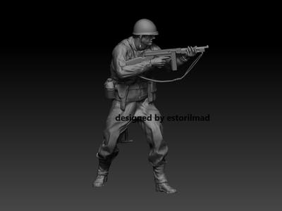 WW2 AMERICAN SOLDIER WITH THOMPSON V2